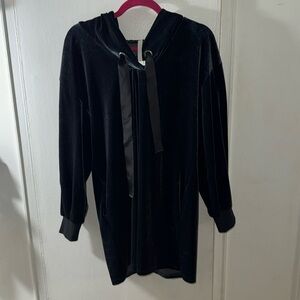 Zara blue velvet hooded sweater dresss size smalll